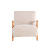 Luxury grey accent chair with Japanese-inspired design, plush chenille upholstery, and Elm wood legs for modern interiors.